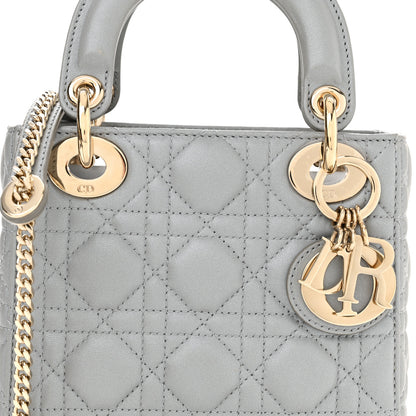 Christian Dior Metallic Lambskin Cannage Mini Lady Dior Grey 8 of 12