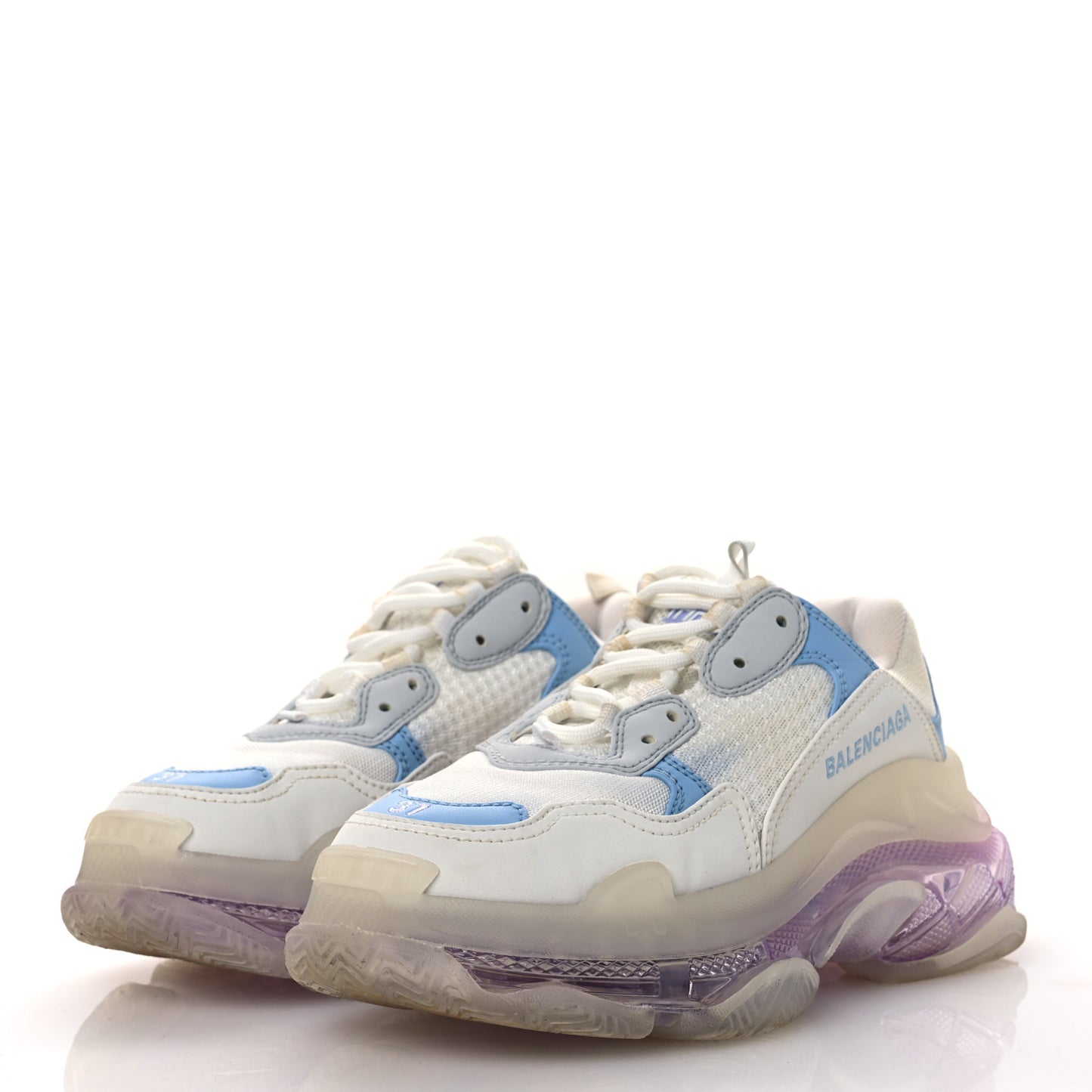Fabric Mesh Clear Sole Womens Triple S Sneakers 37 Light Blue Grey Lilac White