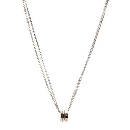 Cartier 18K White Pink Gold Diamond Three Ring LOVE Pendant Necklace 1 of 9