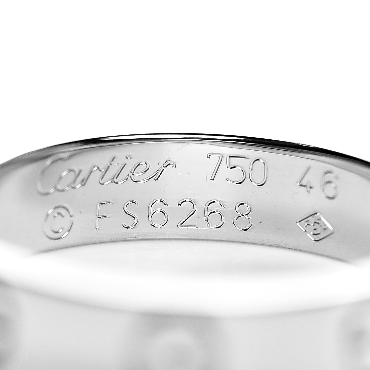 Cartier 18K White Gold 3.5mm LOVE Wedding Band Ring 46 3.75 4 of 4