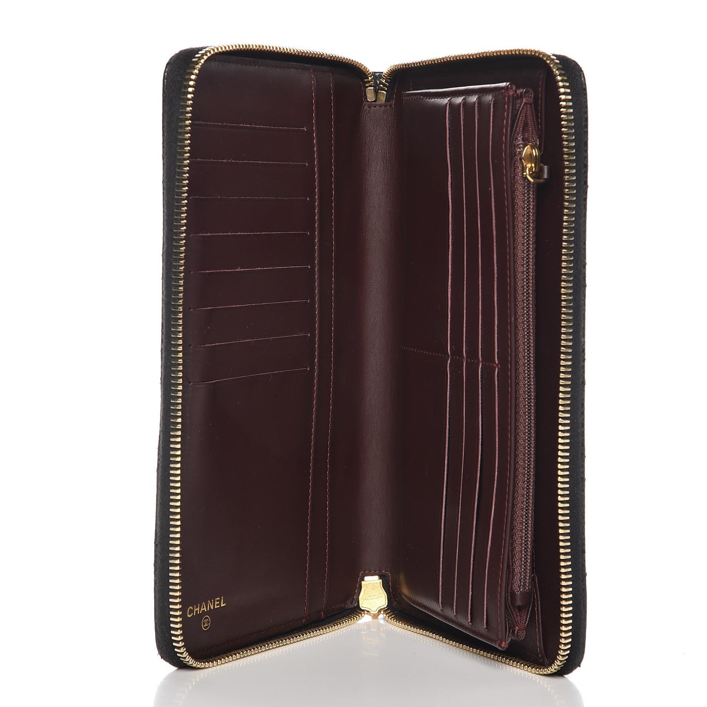 Caviar Quilted Large Zip Around Organizer Wallet Black