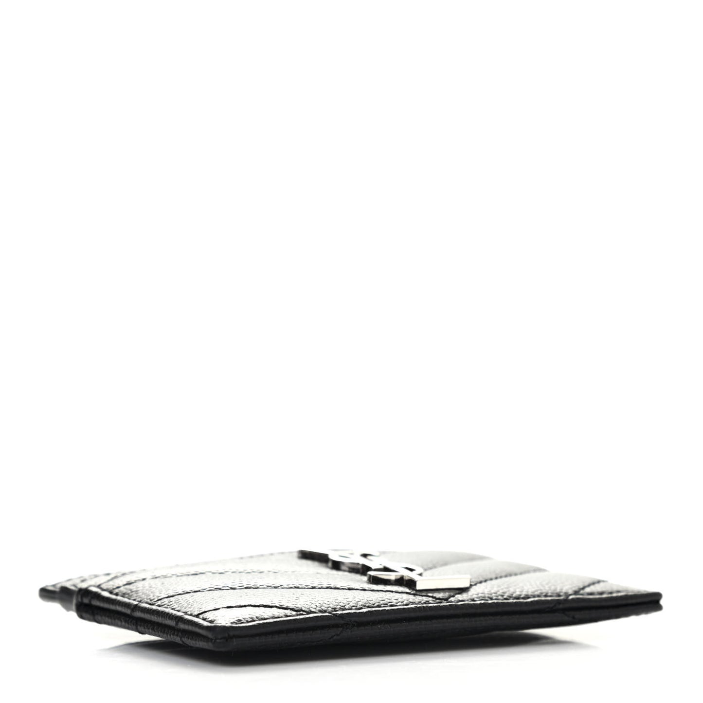 Grain De Poudre Matelasse Chevron Monogram Credit Card Case Black