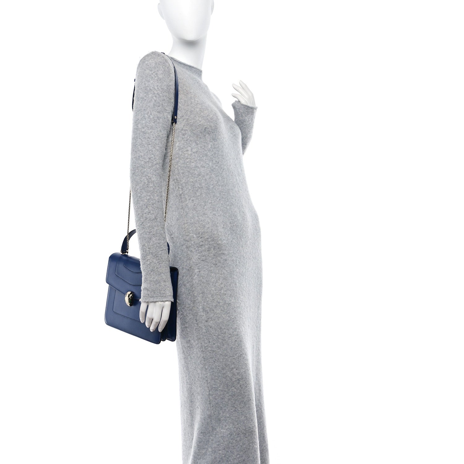 Bulgari Calfskin Large Serpenti Forever Top Handle Blue 2 of 13
