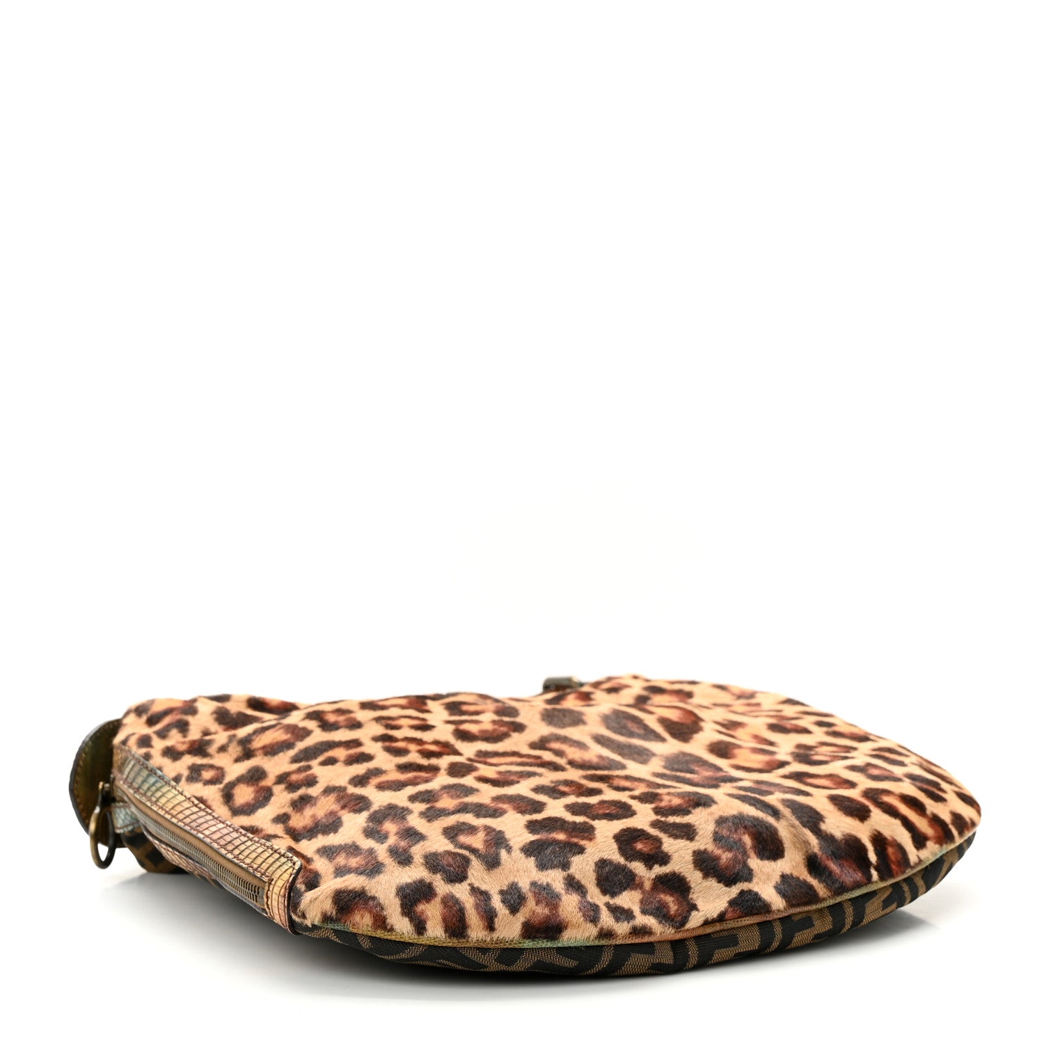 Fendi Zucca Calf Hair Leopard Lizard Oyster Tobacco Beige Multicolor 4 of 11