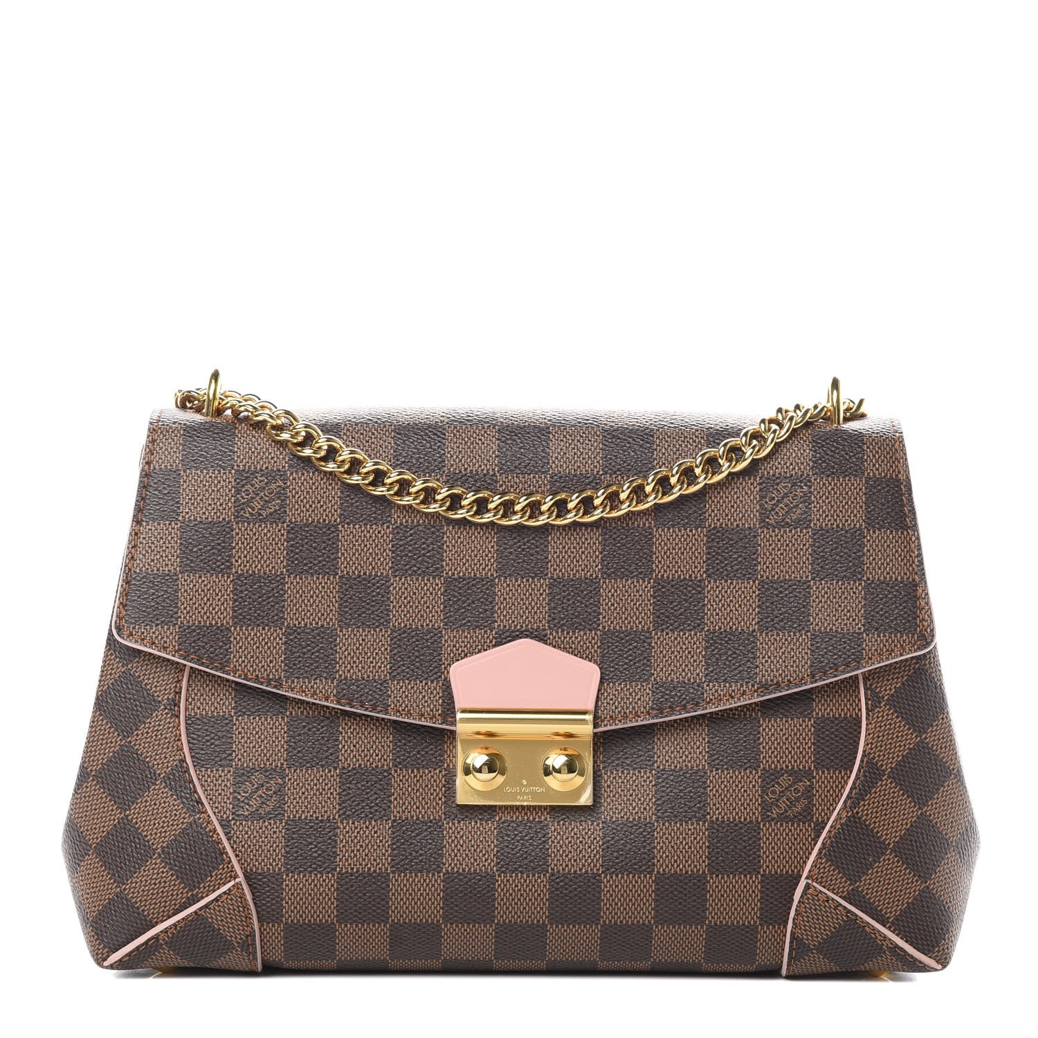 Louis Vuitton Damier Ebene Caissa Clutch Rose Ballerine 1 of 11