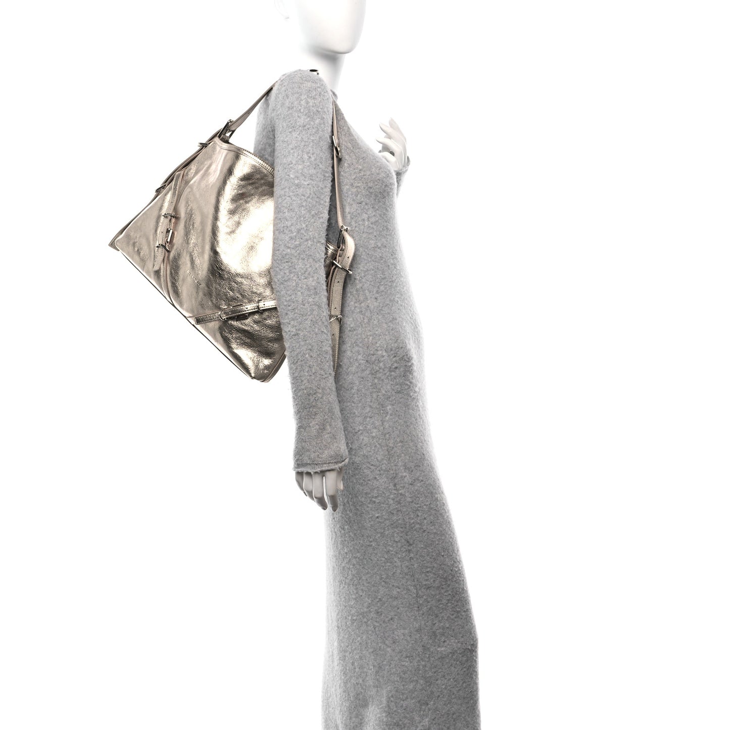 Metallic Calfskin Medium Voyou Bag Dusty Gold