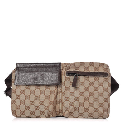 Gucci GG Monogram Double Pocket Belt Bag Dark Brown 1 of 10
