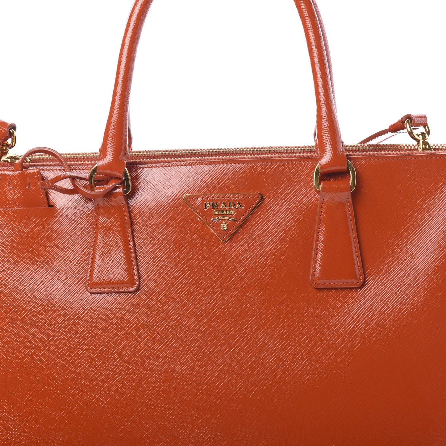 Saffiano Vernice Medium Galleria Double Zip Tote Papaya