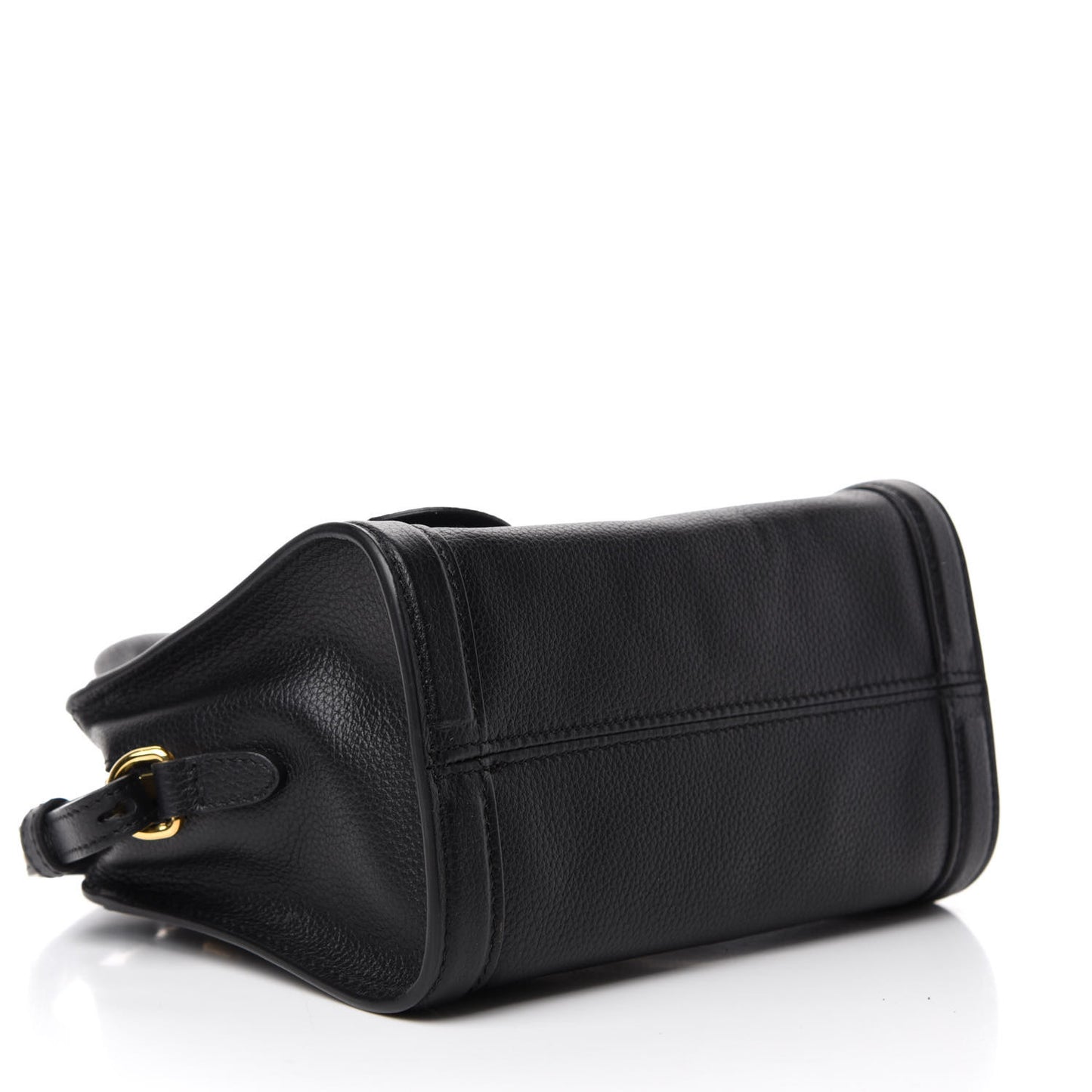 Pebbled Calfskin Mini Skull Padlock Zip Around Tote Black
