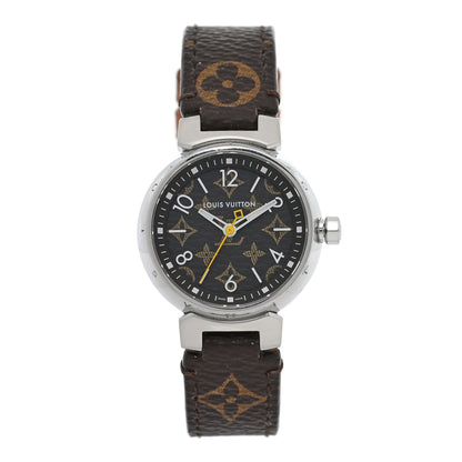 Louis Vuitton Stainless Steel Monogram 28mm Tambour Quartz Watch Brown 1 of 5