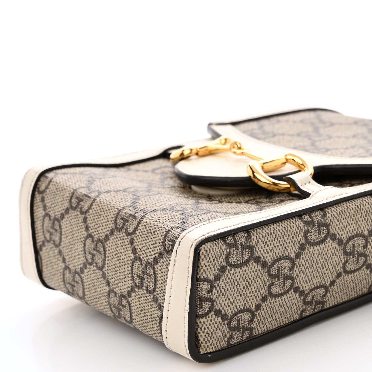 Gucci GG Supreme Monogram Azalea Calfskin Mini Horsebit 1955 Crossbody Bag Beige Ebony Mystic White 9 of 9