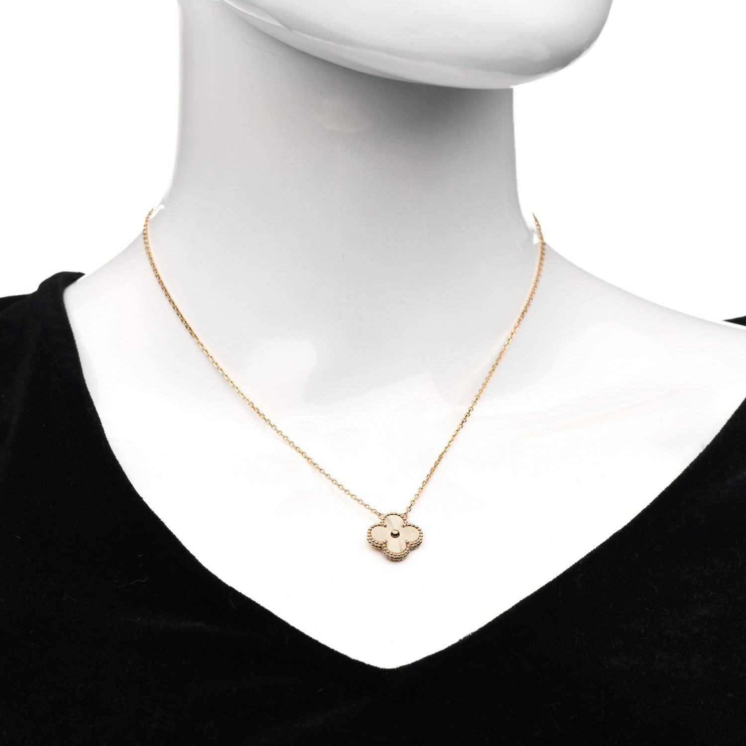 Van Cleef & Arpels 18K Yellow Gold Guilloche Vintage Alhambra Pendant Necklace 2 of 7
