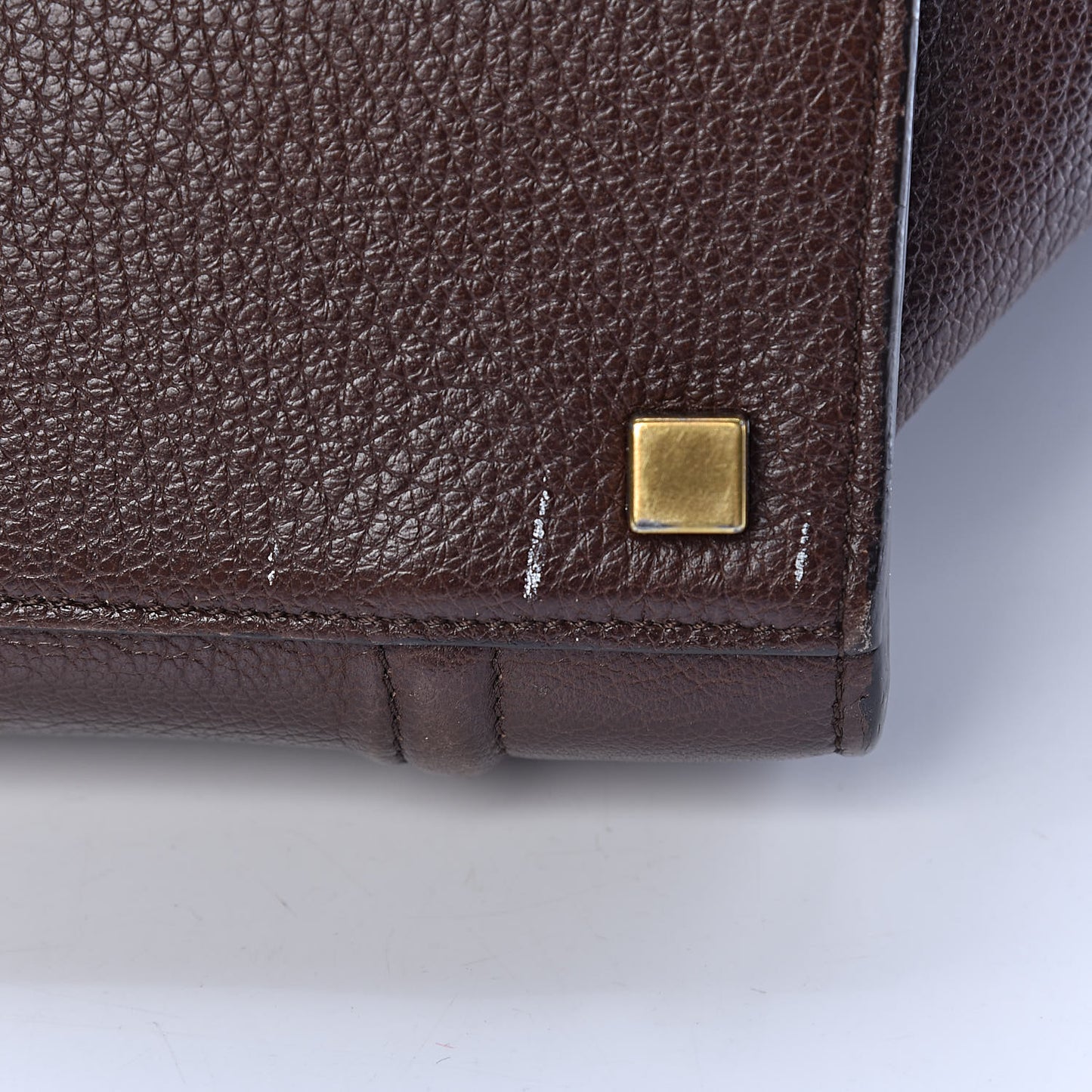 Shiny Grained Calfskin Medium Phantom Luggage Brown