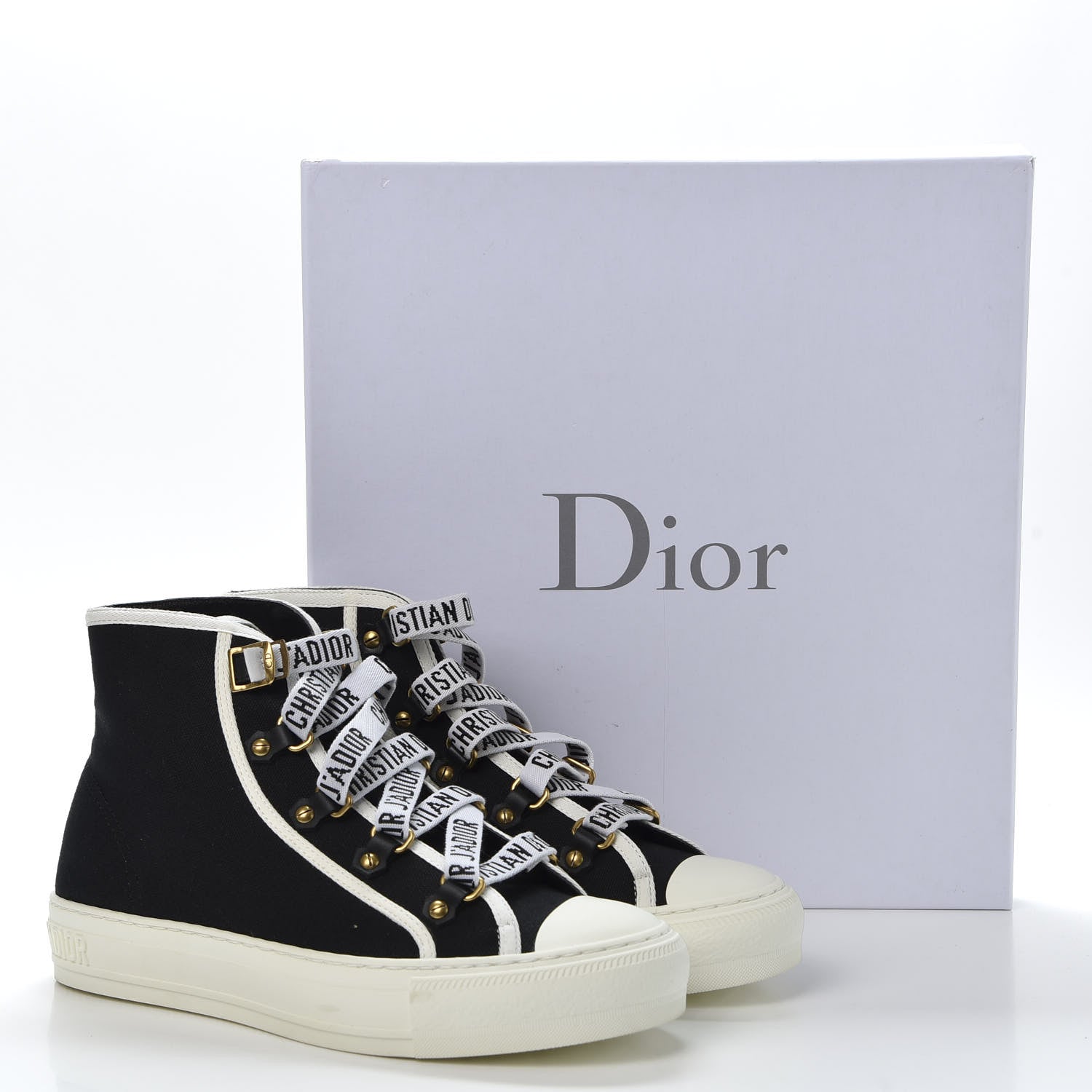 Christian Dior Technical Mesh Calfskin Womens Walk'N'Dior High Top Sneaker 39 Black 10 of 10