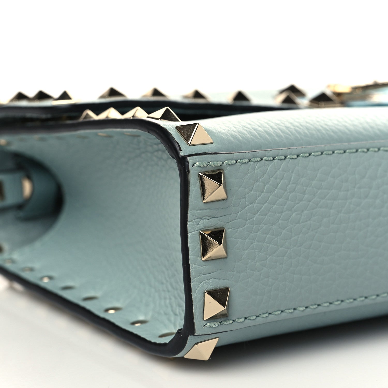 Valentino Garavani Pebbled Calfskin Medium Rockstud Flip Lock Crossbody Bag Celadon 7 of 8