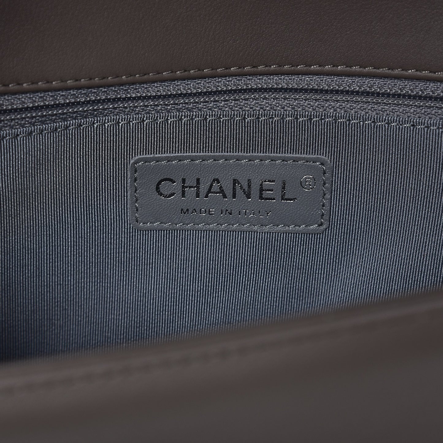 Calfskin Chevron New Medium Boy Flap Grey
