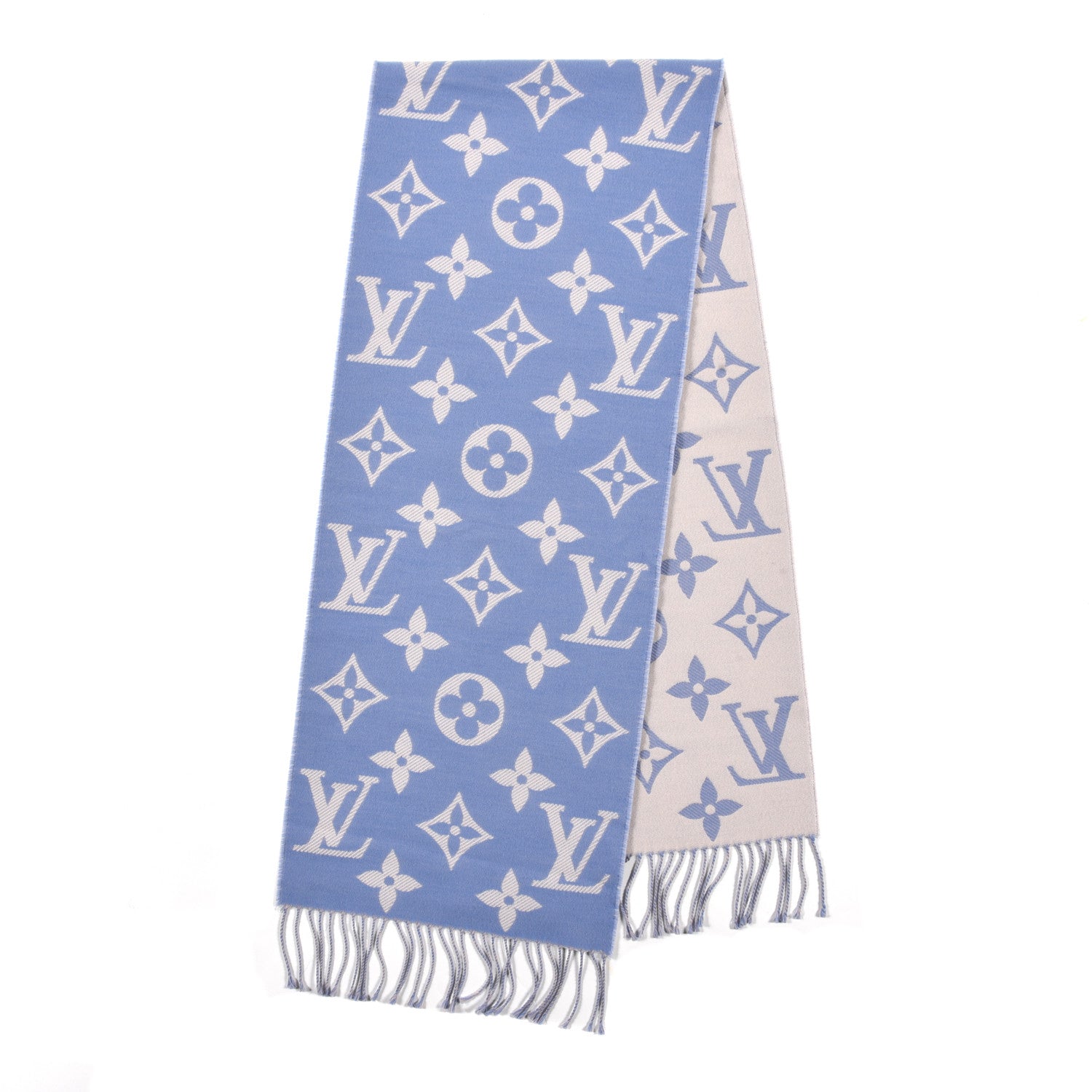 Louis Vuitton Cashmere Monogram Reykjavik Scarf Denim 2 of 3