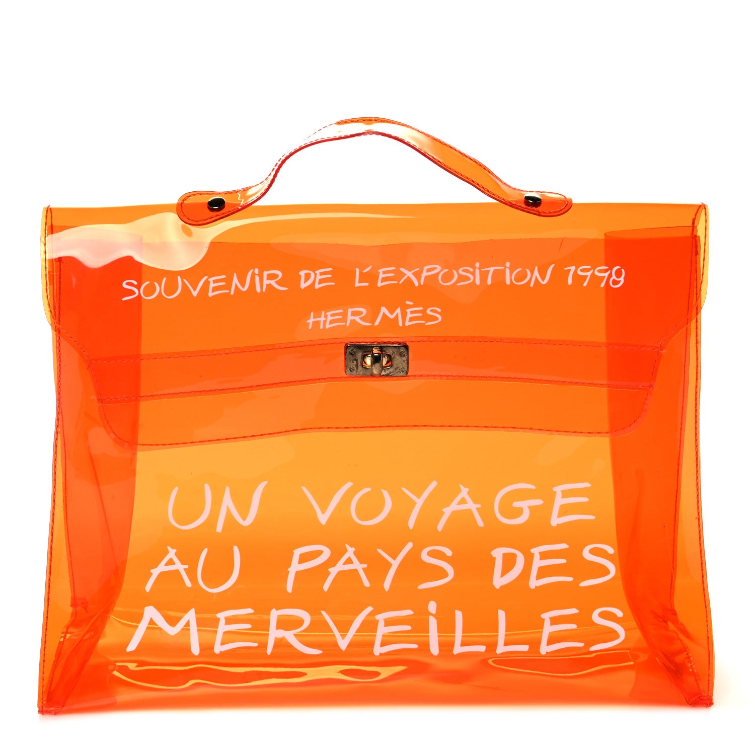 Hermes Vinyl Souvenir De L'Exposition Kelly Orange 1 of 13