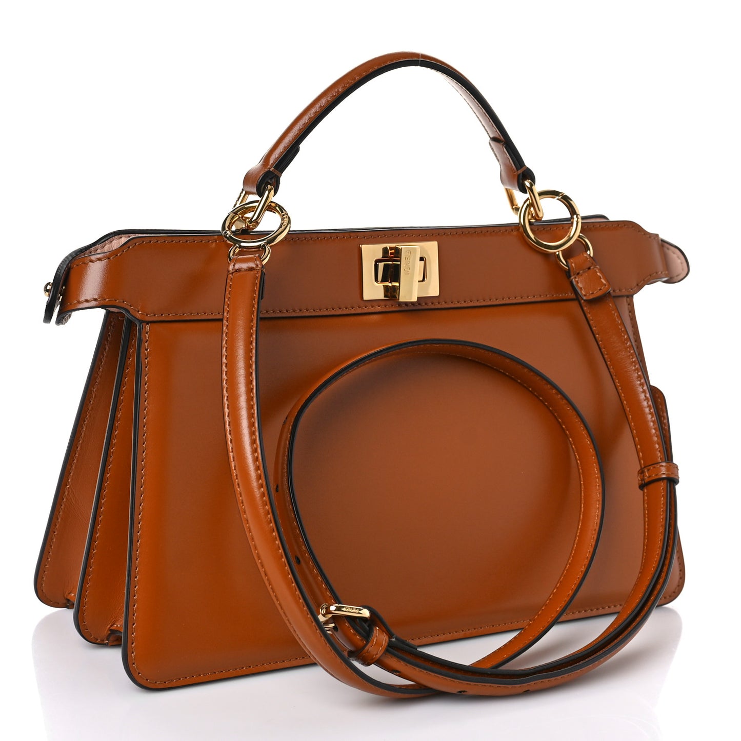 Vitello King Luxor Shiny Nappa Medium Peekaboo I SEE U East West Satchel Brandy Light Rose