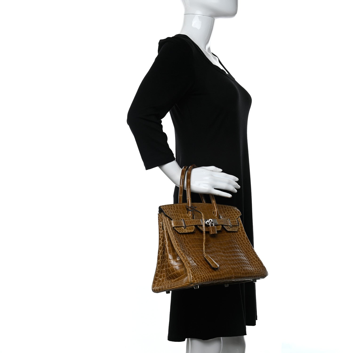 Hermes Shiny Porosus Crocodile Birkin 30 Ficelle Chartreuse 2 of 42