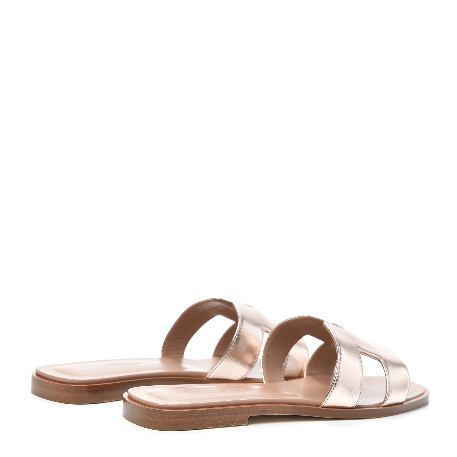 Hermes Metallic Nappa Oran Sandals 37 Rose Dore 4 of 7
