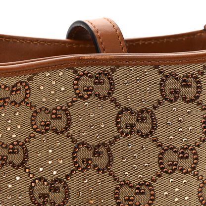Gucci New Canvas Charisma Calfskin Crystal GG Monogram Mini Jackie 1961 Hobo Camel Ebony 11 of 12