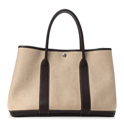 Hermes Toile Buffle Gala Garden Party Tote 36 MM Marron Fonce 1 of 12