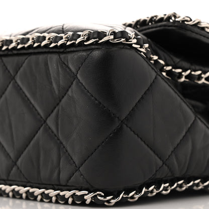 Chanel Crumpled Calfskin Quilted Large Chain All Over Flap Bag Black 10 of 11