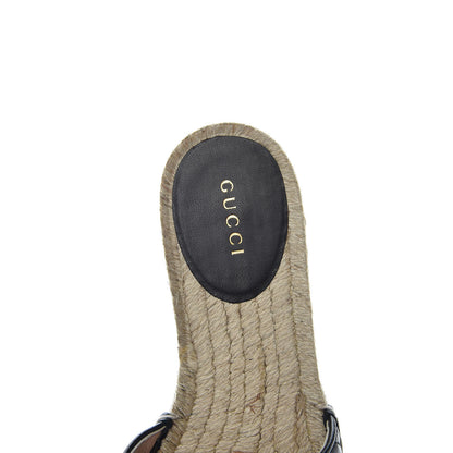 Gucci Nappa Matelasse GG Marmont Espadrille Slide Sandals 37.5 Black 6 of 9