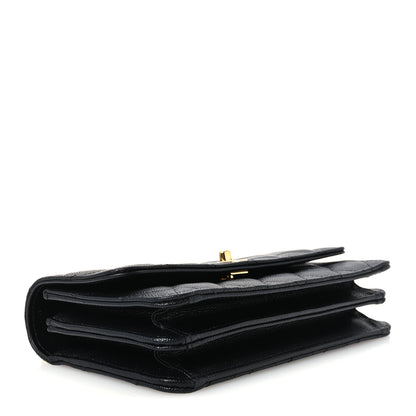 Chanel Shiny Caviar Quilted Flap Charm Wallet On Chain WOC Black 4 of 12