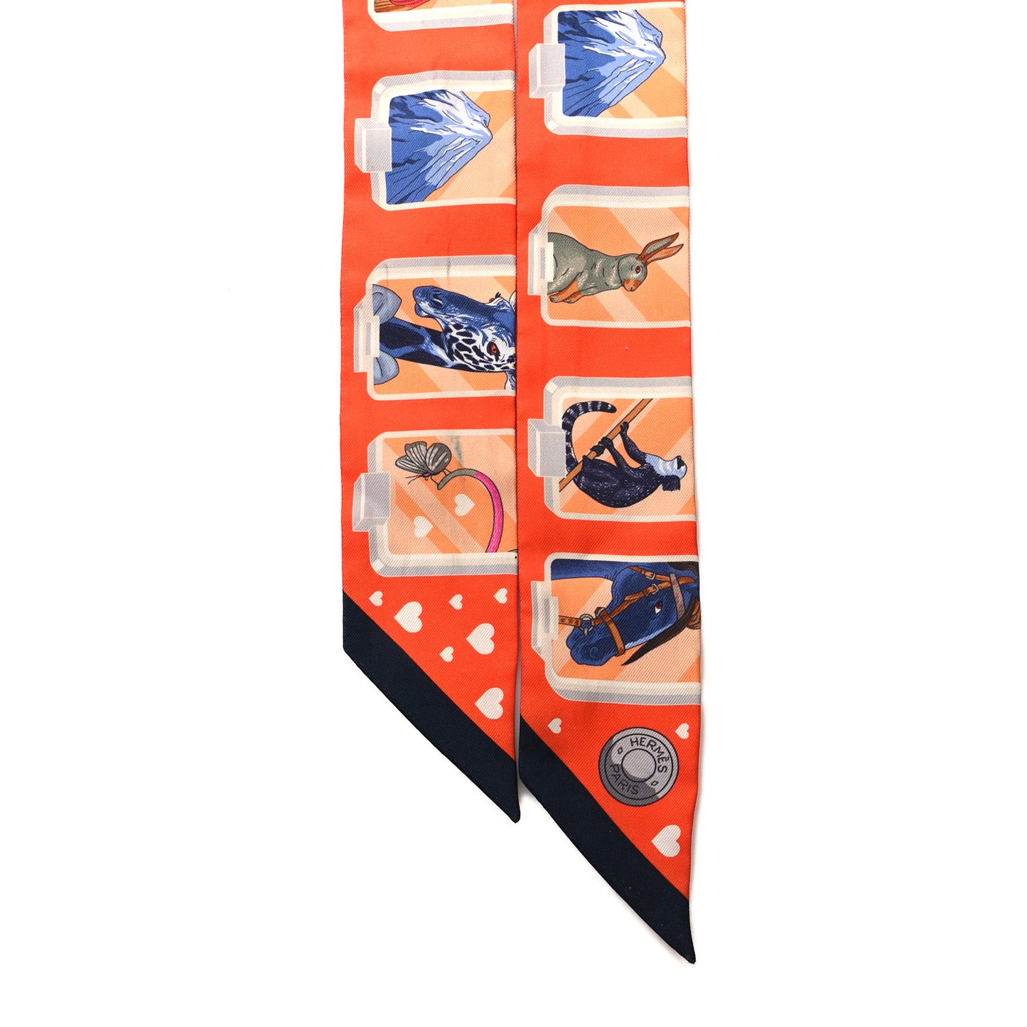 Silk Story Twilly Orange Blue Rose