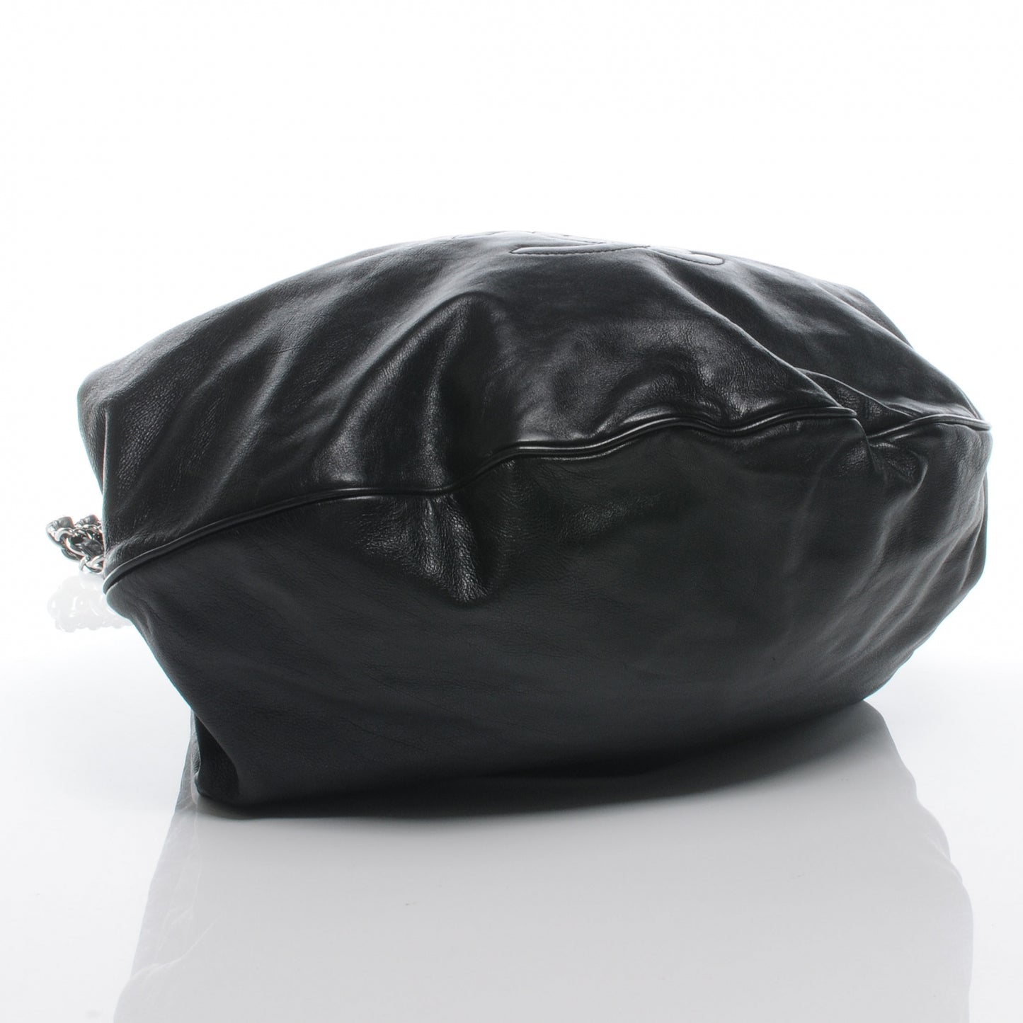 Lambskin Large Rock and Chain Hobo Black