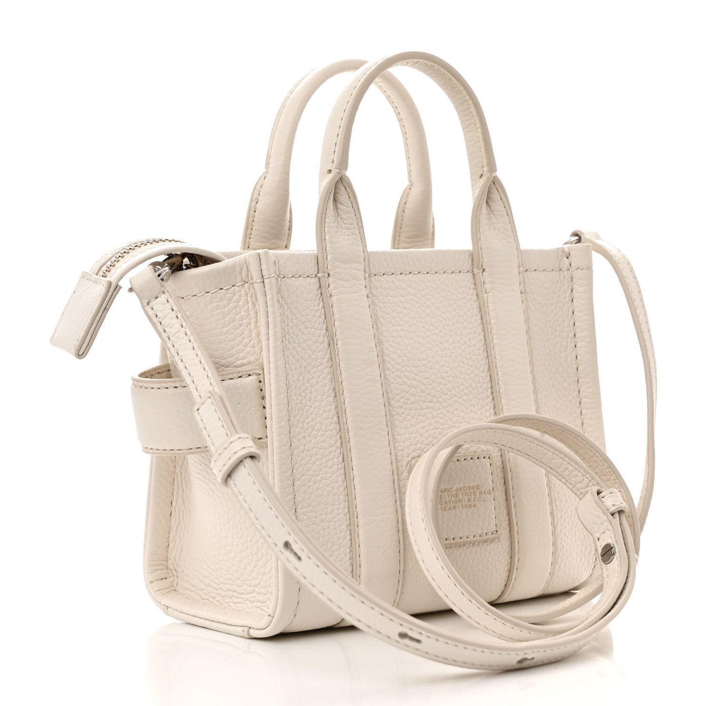 Grained Calfskin Mini The Tote Bag Cotton Silver