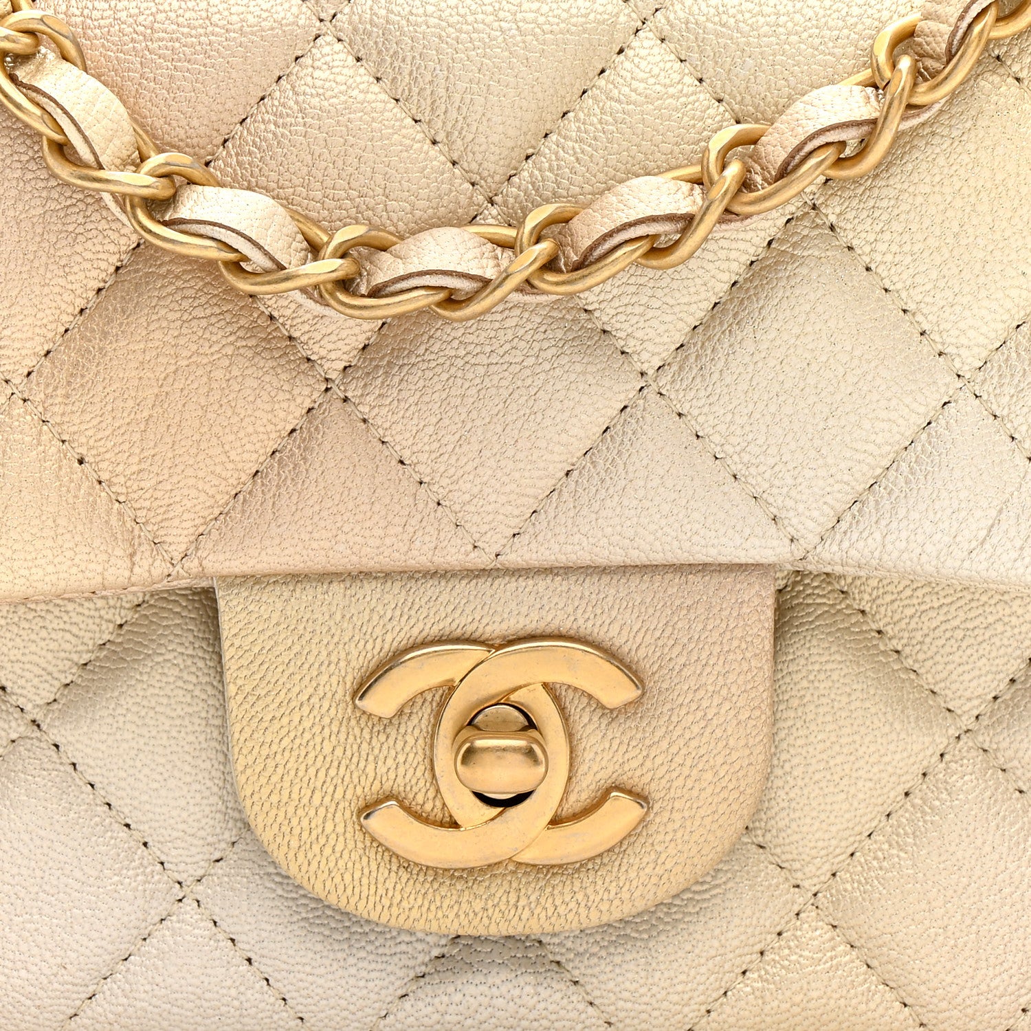 Chanel Metallic Goatskin Quilted Mini Rectangular Flap Gold 8 of 12