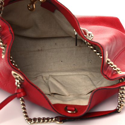 Gucci Pebbled Calfskin Medium Soho Chain Shoulder Bag Tabasco Red 5 of 8