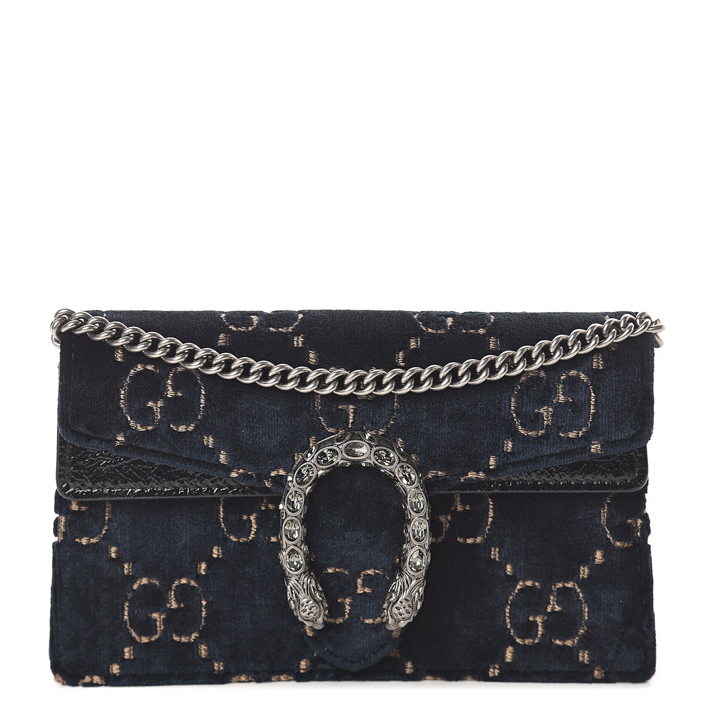 Velvet GG Monogram Super Mini Dionysus Shoulder Bag Blue Beige Black