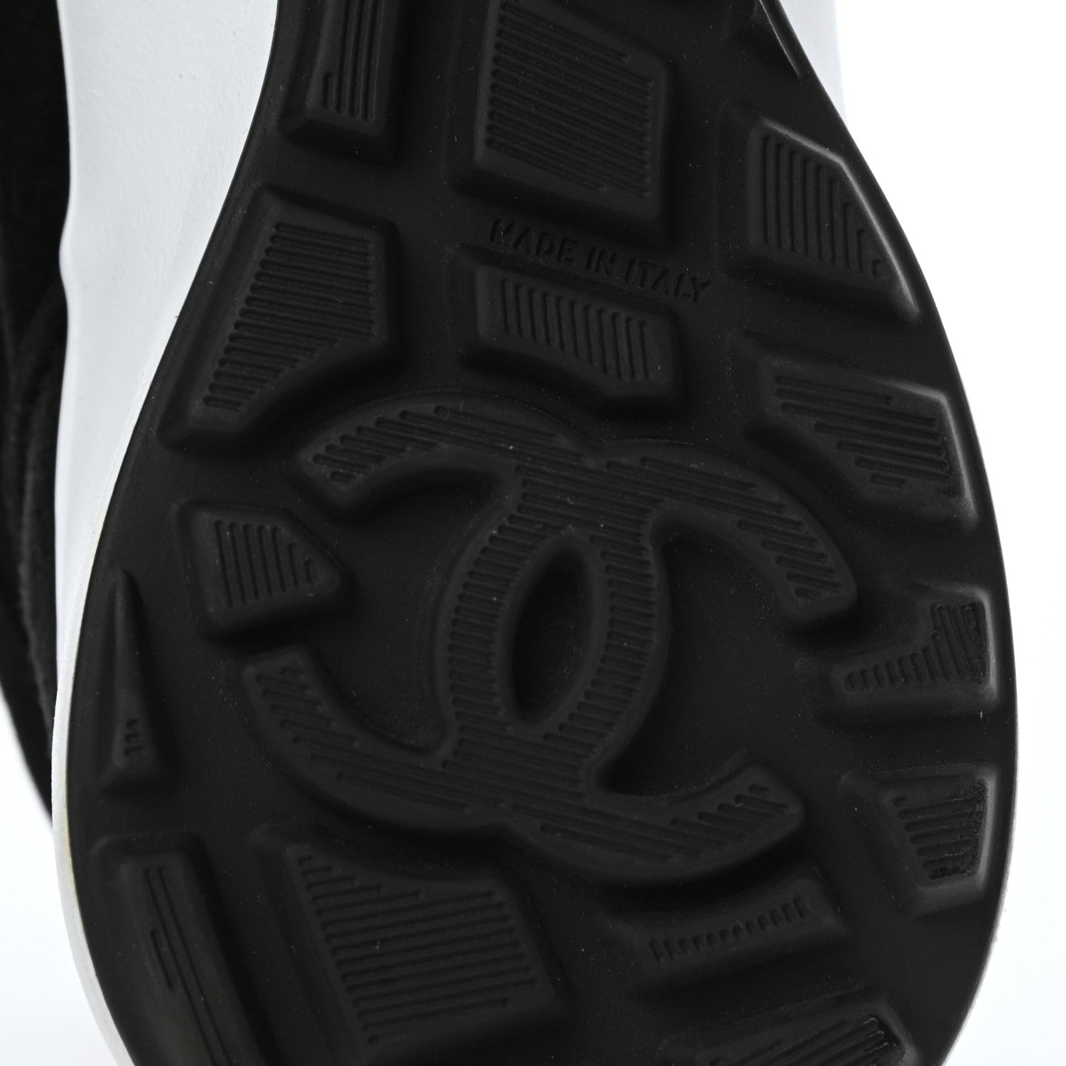 Chanel Suede Goatskin CC Sneakers 37.5 Black 6 of 8