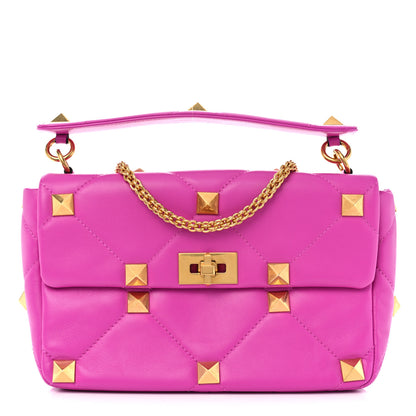 Valentino Garavani Nappa Large Roman Stud Shoulder Bag Radiant Orchid 1 of 9