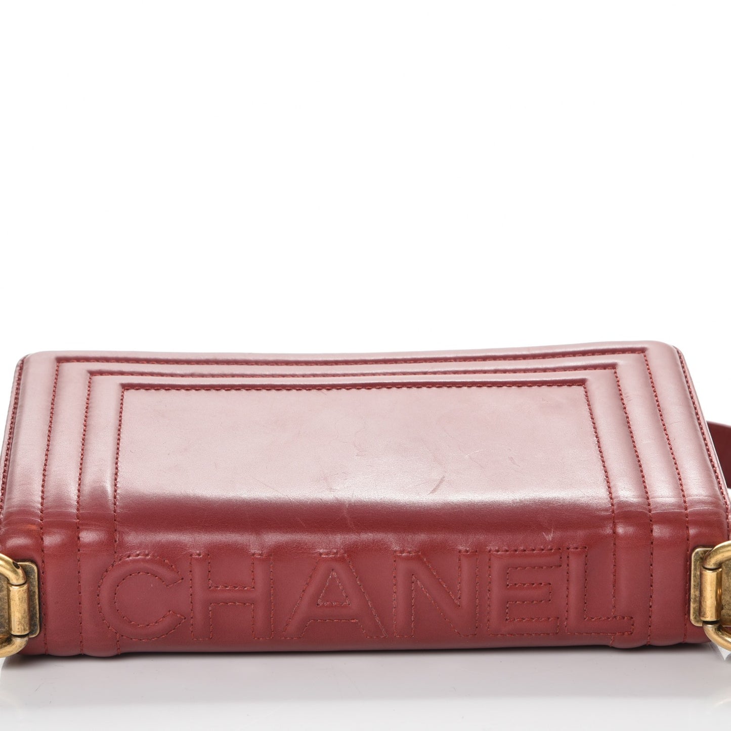 Glazed Calfskin Small Boy Flap Red