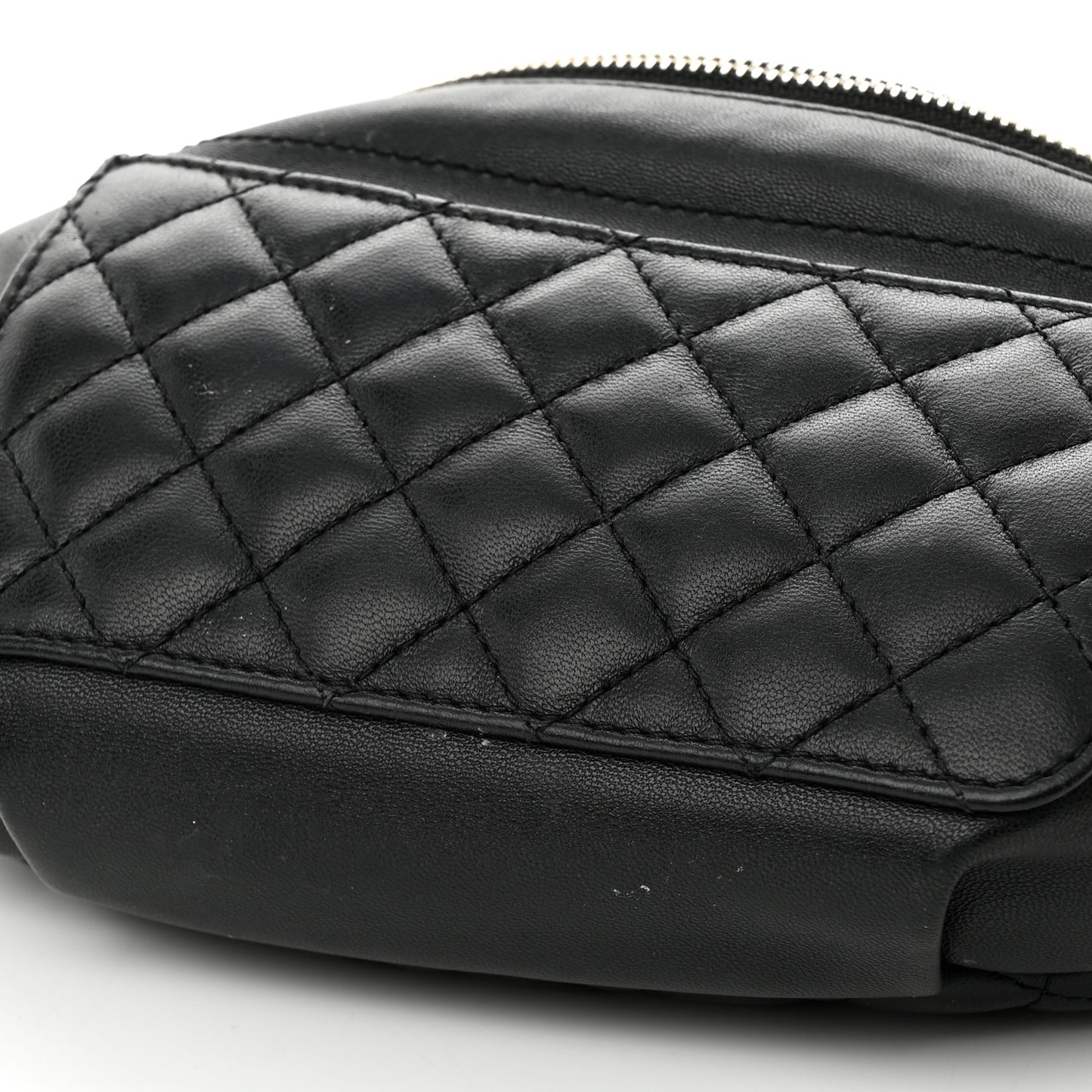 Lambskin Quilted Waist Bag Fanny Pack Black