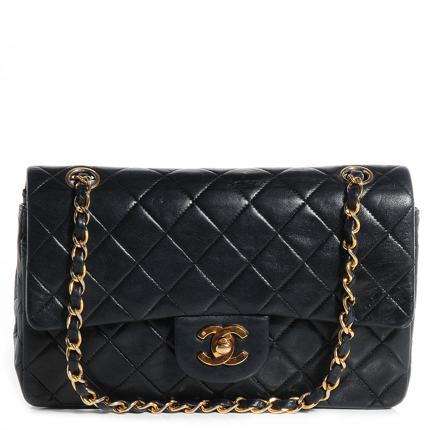Lambskin Quilted Small Double Flap Black