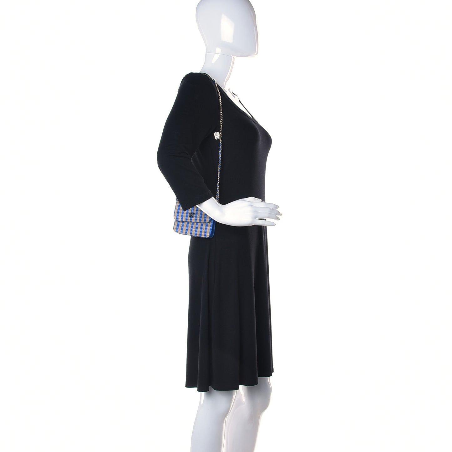 Raffia Jute Striped Belt Bag Blue Beige