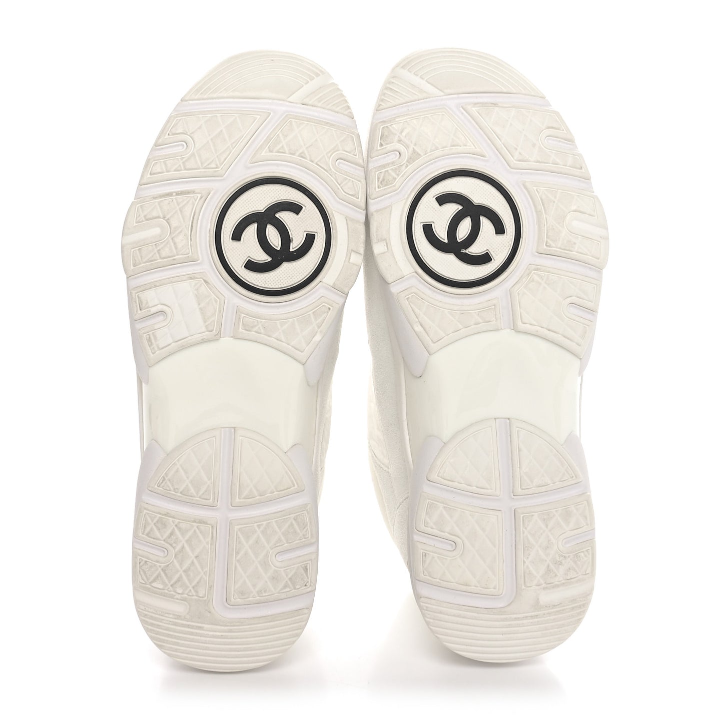 Suede Calfskin Fabric CC Sneakers 40 White