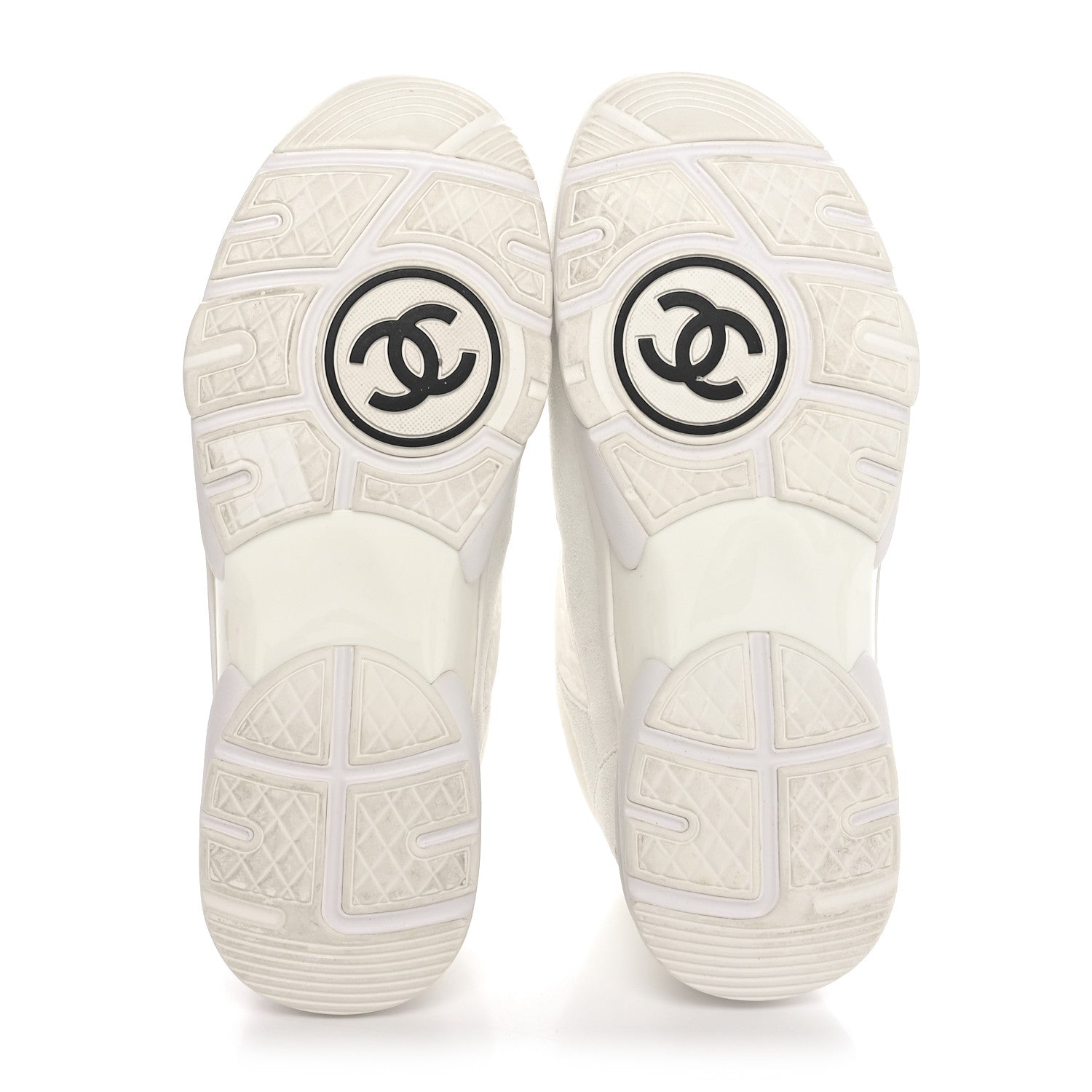 Chanel Suede Calfskin Fabric CC Sneakers 40 White 6 of 9