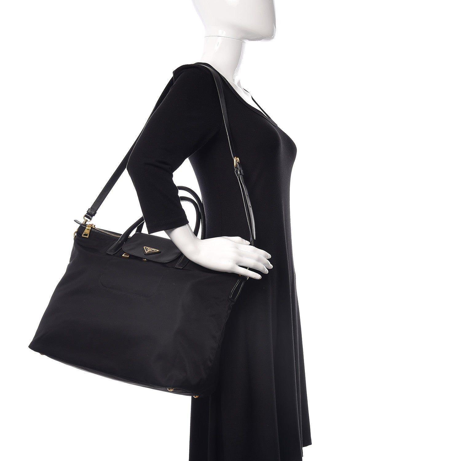 Prada Saffiano Tessuto Nylon Tote Black 2 of 11
