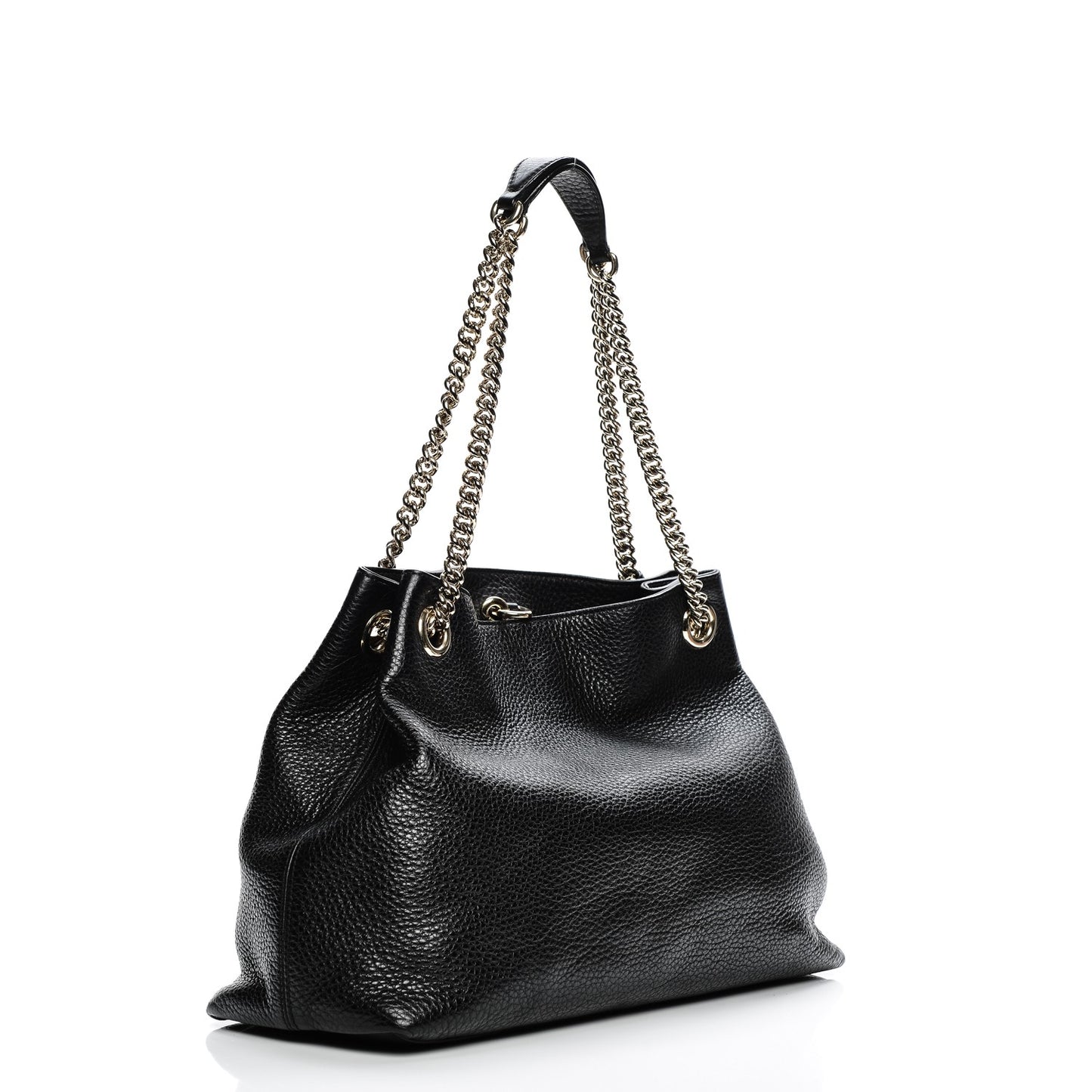Pebbled Calfskin Medium Soho Chain Shoulder Bag Black