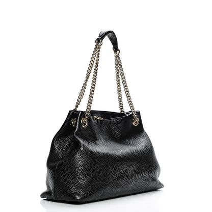 Gucci Pebbled Calfskin Medium Soho Chain Shoulder Bag Black 3 of 7