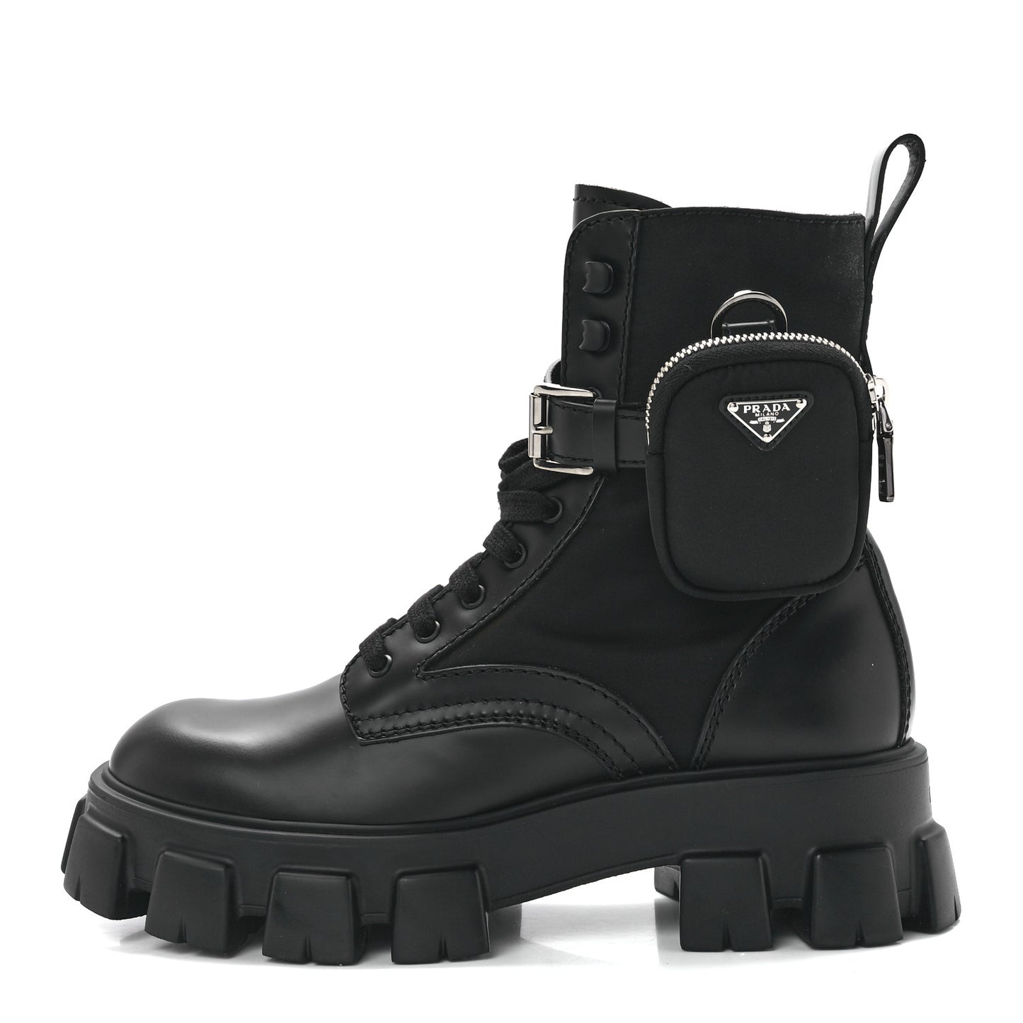 Spazzolato Rois Re-Nylon Metal Triangle Logo Mens Monolith Pouch Pocket 60mm Combat Boots 8.5 Black