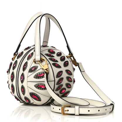Gucci Calfskin Crystal Mini Tifosa Baseball Shaped Shoulder Bag White Fuchsia 3 of 16