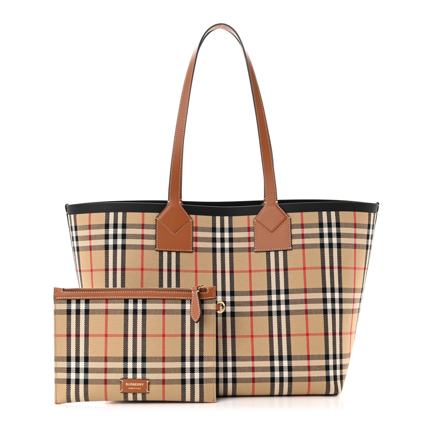 Cotton Vintage Check Medium London Tote Bag Briar Brown Black